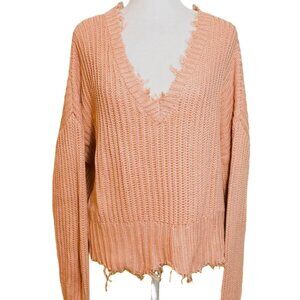 West Of Melrose Frayed Edge Sweater Women's size M